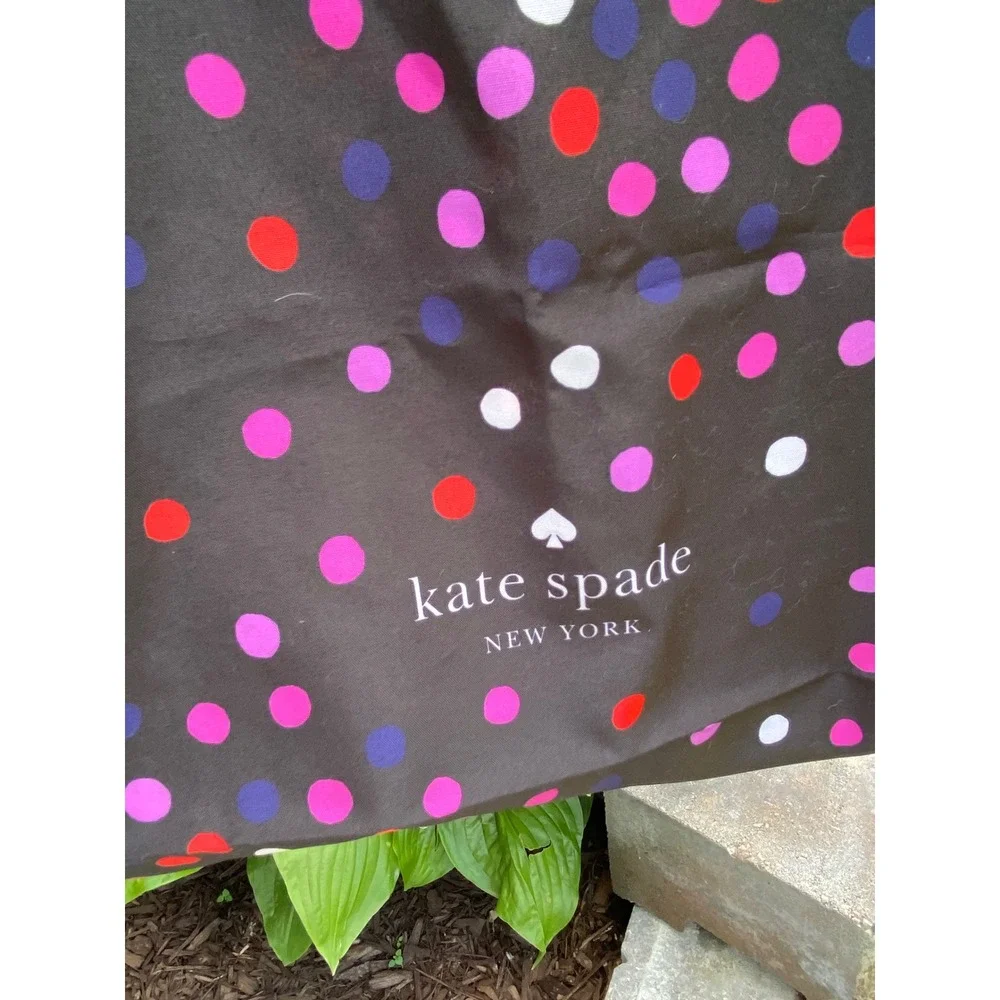 Kate Spade Black Polka Dot Tote Bag Large Nylon Travel Beach Shopper Carryall‎